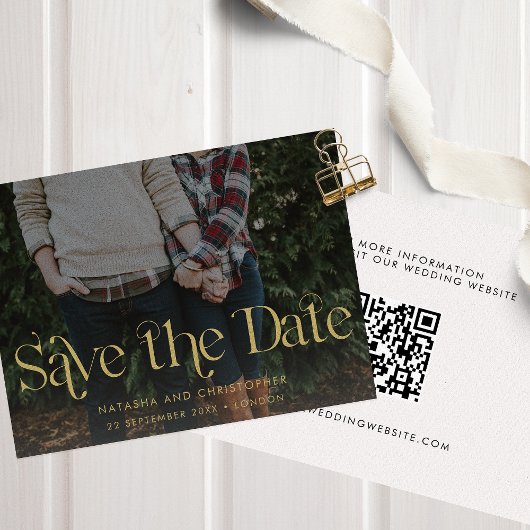 Save The Date Typographie or Faux QR Code Photo
