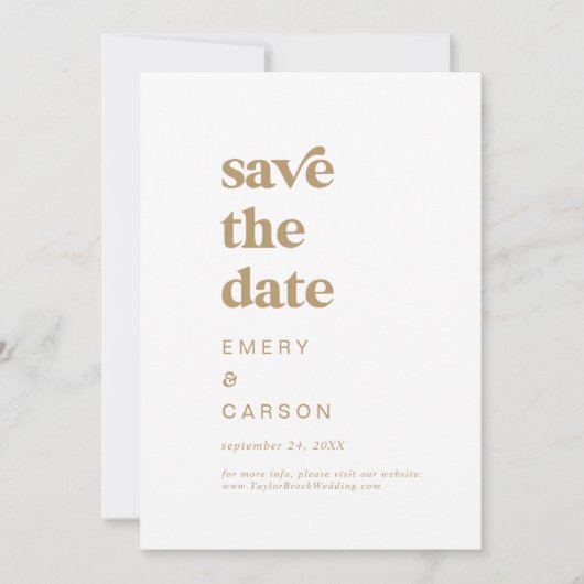 Save The Date Typographie Or moderne Enregistrer la date (Devant)