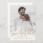 Save The Date Typographie Or moderne Mariage photo simple (Devant / Derrière)