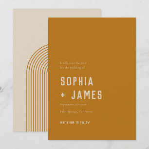 Save The Date Typographie orangée moderne Boho Arch Ochre