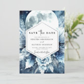 Save The Date Typographie personnalisée Moonlit Mariage (Debout devant)