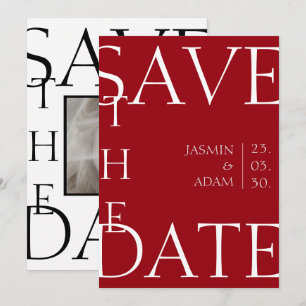 Save The Date Typographie Photo Mariage Rouge Cramoisi Enregistr