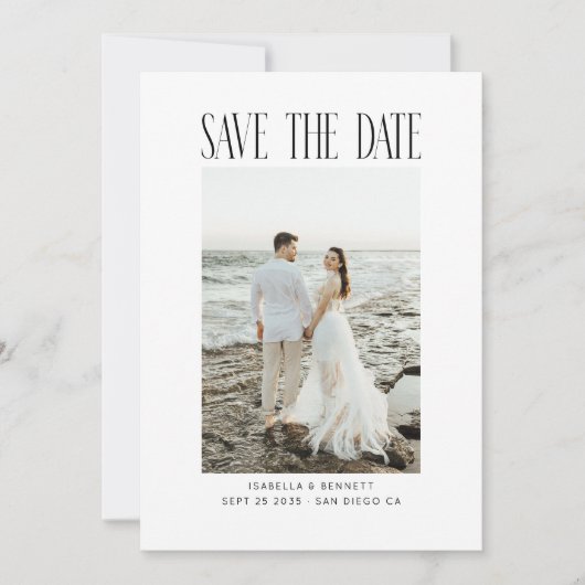 Save The Date Typographie photo minimale moderne (Devant)