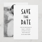 Save The Date Typographie Photo Moderne Simple Chic Noir (Devant / Derrière)