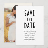 Save The Date Typographie Photo Noir Chic Moderne Simple (Devant / Derrière)