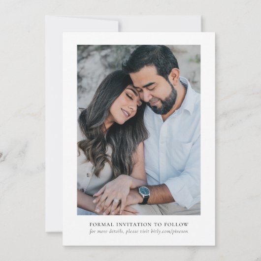 Save The Date Typographie rétro Mariage noir et blanc (Dos)