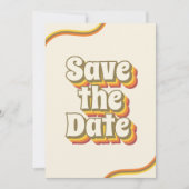 Save The Date Typographie rétro super et rayures arc-en-ciel 60s (Devant)