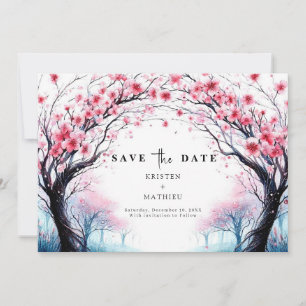 Save The Date Typographie romantique Cherry Blossom Mariage
