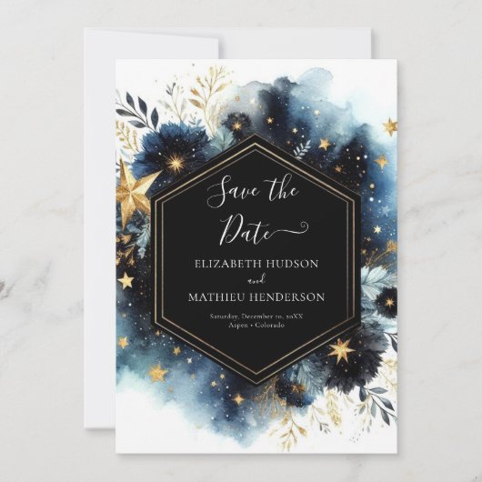 Save The Date Typographie romantique Mariage céleste (Devant)
