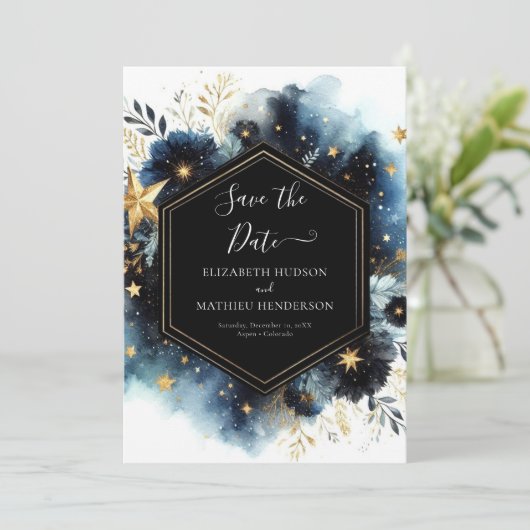 Save The Date Typographie romantique Mariage céleste (Debout devant)