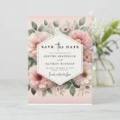 Save The Date Typographie romantique Mariage floral rose (Debout devant)