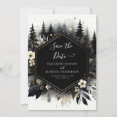 Save The Date Typographie romantique Mariage forestier enchanté (Devant)