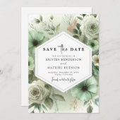 Save The Date Typographie romantique personnalisée Sage Mariage (Devant / Derrière)