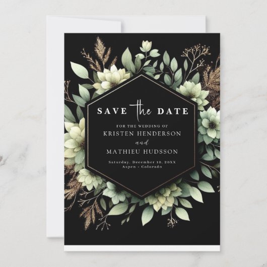 Save The Date Typographie romantique rustique Sage Mariage vert (Devant)