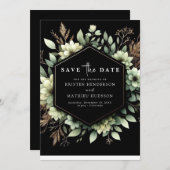 Save The Date Typographie romantique rustique Sage Mariage vert (Devant / Derrière)