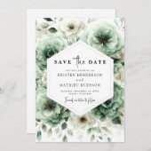 Save The Date Typographie romantique simple Sage Mariage vert (Devant / Derrière)