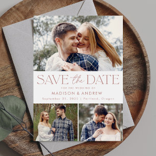 Save The Date Typographie Rose Poussiéreuse Moderne 3 Photo