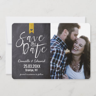 Save The Date Typographie rustique Chalkboard or Bannière photo