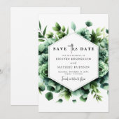 Save The Date Typographie rustique Eucalyptus Mariage numérique (Devant / Derrière)