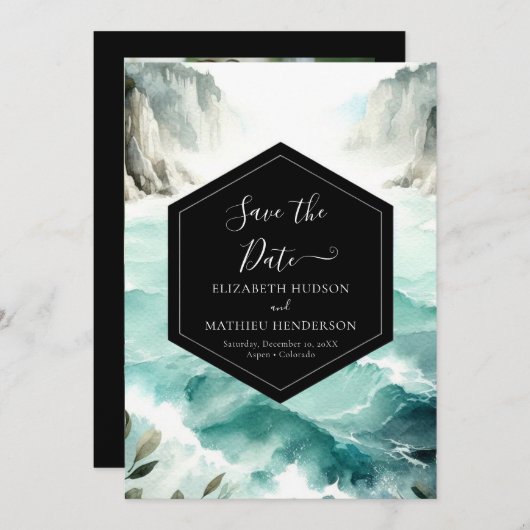 Save The Date Typographie Rustique Mariage nautique (Devant / Derrière)