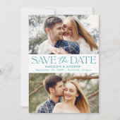 Save The Date Typographie sarcelle moderne 2 Photo (Devant)