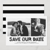 Save The Date Typographie scandinave noire Collage photo (Devant / Derrière)
