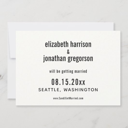 Save The Date Typographie simple C'est en train d'arriver Enregi (Dos)