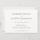 Save The Date Typographie simple C'est en train d'arriver Noir & (Dos)