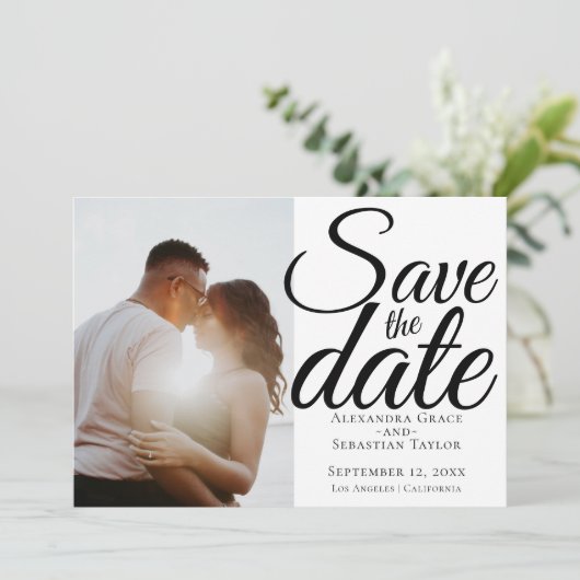 Save The Date Typographie Simple Élégante Mariage Enregistrer La (Debout devant)