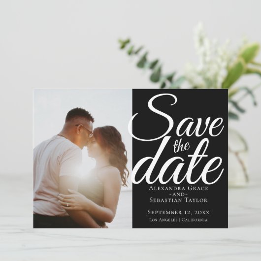 Save The Date Typographie Simple Élégante Mariage Enregistrer La (Debout devant)