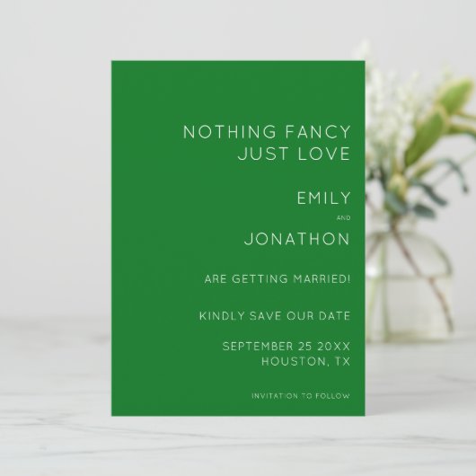 Save The Date Typographie Simple Emerald Green Mariage Enregistr (Debout devant)