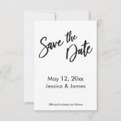 Save The Date Typographie simple Enregistrer la date Noir & Blan (Devant)
