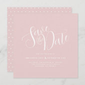 Save The Date Typographie simple et élégante Mariage rose pâle (Devant / Derrière)