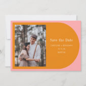 Save The Date Typographie simple géométrique rose orange (Devant)