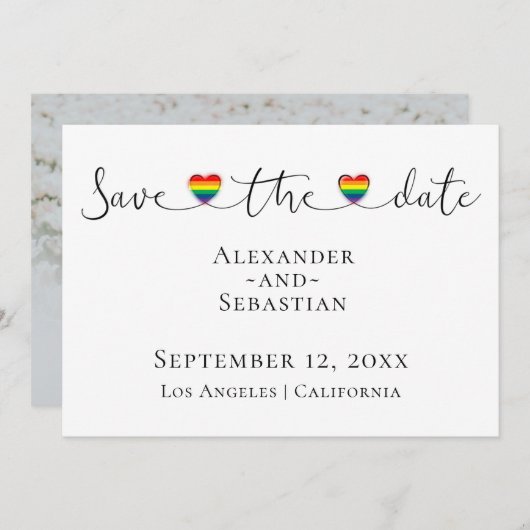 Save The Date Typographie Simple Mariage Gay Enregistrer La Date (Devant / Derrière)