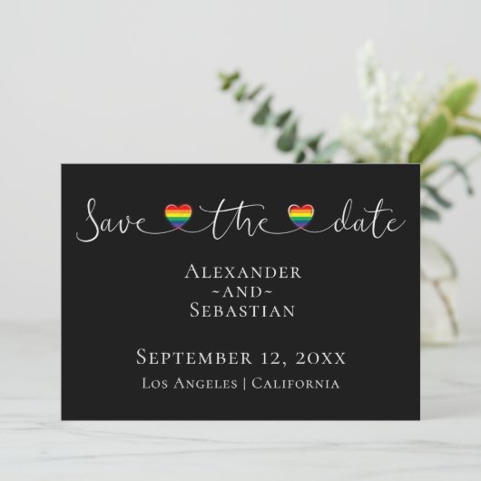 Save The Date Typographie Simple Mariage Gay Enregistrer La Date (Debout devant)