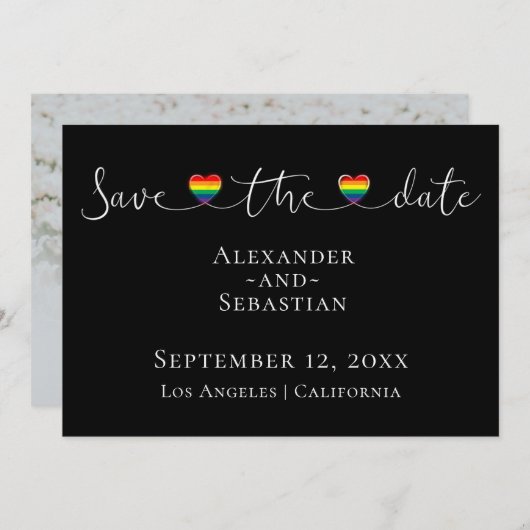 Save The Date Typographie Simple Mariage Gay Enregistrer La Date (Devant / Derrière)