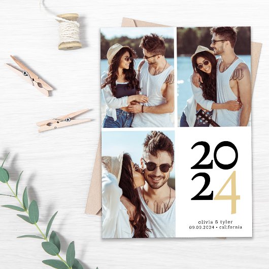 Save The Date Typographie simple Mariage multiphoto