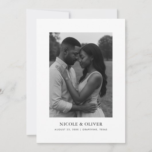Save The Date Typographie simple | Mariage photo ultra minimalis (Devant)