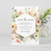 Save The Date Typographie simple Mariage rose floral (Debout devant)