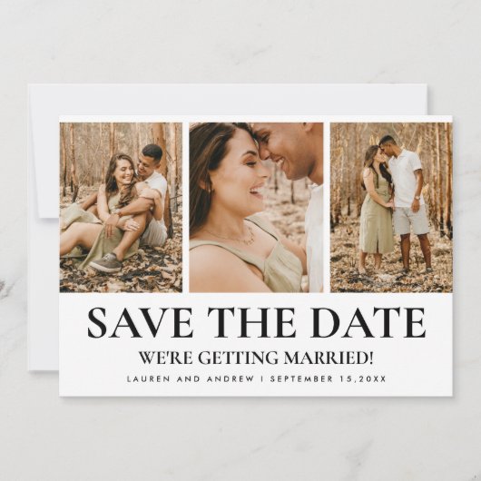 Save The Date Typographie simple moderne 3 Mariage de collection (Devant)