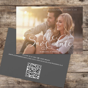 Save The Date Typographie simple moderne Photo QR Code Site Web