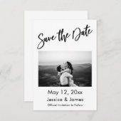 Save The Date Typographie simple noir et blanc avec photo (Devant / Derrière)