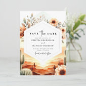 Save The Date Typographie stylée Mariage Cactus (Debout devant)