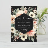 Save The Date Typographie stylée Mariage floral rose (Debout devant)