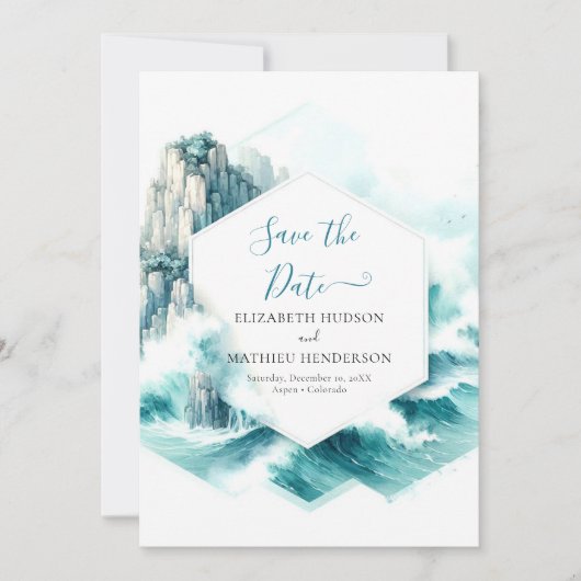 Save The Date Typographie stylée Mariage nautique (Devant)