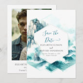 Save The Date Typographie stylée Mariage nautique (Devant / Derrière)