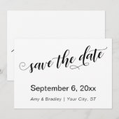 Save The Date Typographie subtile et chic sur fond blanc pour la (Devant / Derrière)