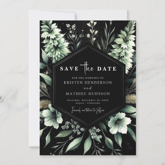 Save The Date Typographie Terre unique Sage Green Mariage (Devant)