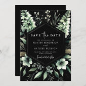 Save The Date Typographie Terre unique Sage Green Mariage (Devant / Derrière)
